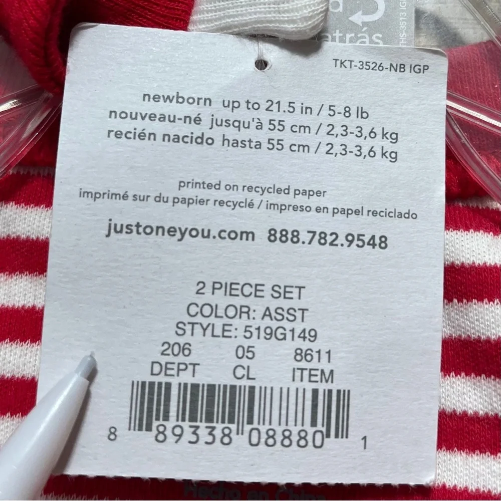 Carters Just One‎ You My First Christmas Striped Onesie With Santa Hat Size NB
